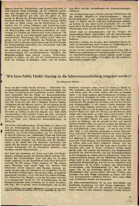 Vorschauseite 1: Wie kann Public Health Nursing in die Schwesternausbildung integriert werden?