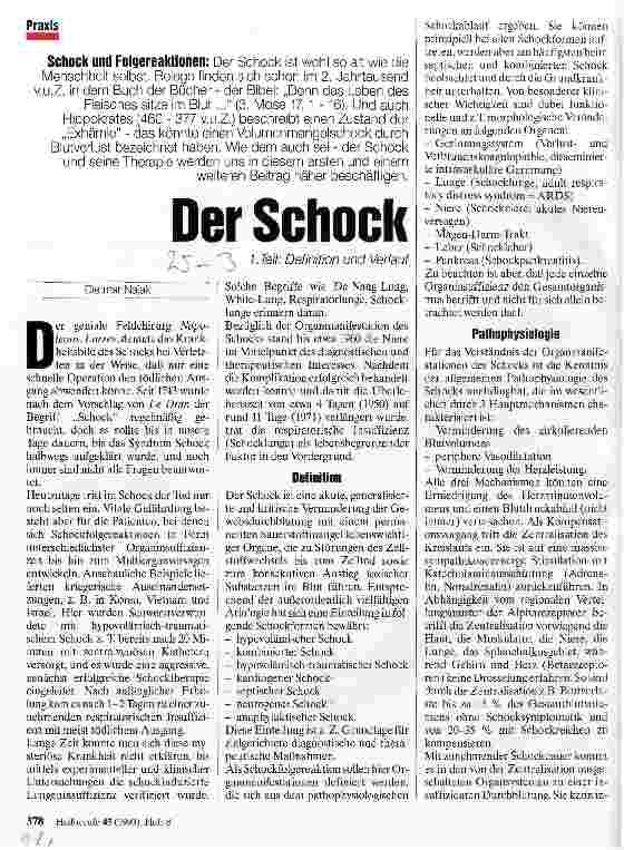 Vorschauseite 1: Der Schock 1. Teil: Definition und Verlauf Schock und Folgereaktionen
