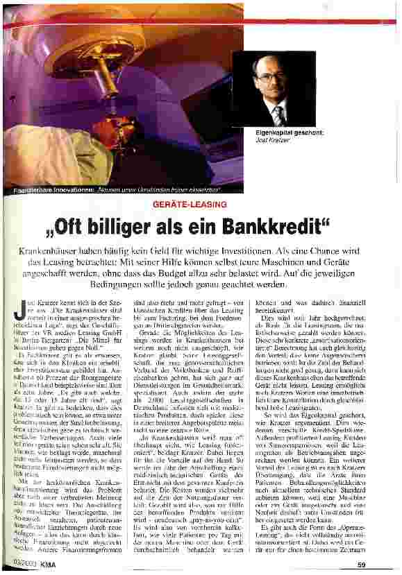 Vorschauseite 1: Geräte-Leasing: Oft billiger als ein Bankkredit