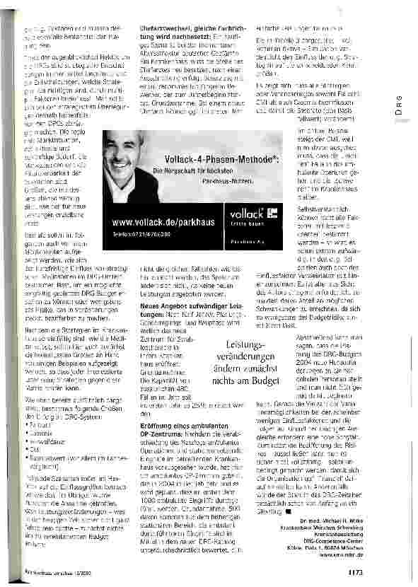 Vorschauseite 5: DRG-Start 2004 ein Blindflug? Einflussfaktoren und Auswirkungen strategischer Überlegungen auf das DRG-Budget 2004