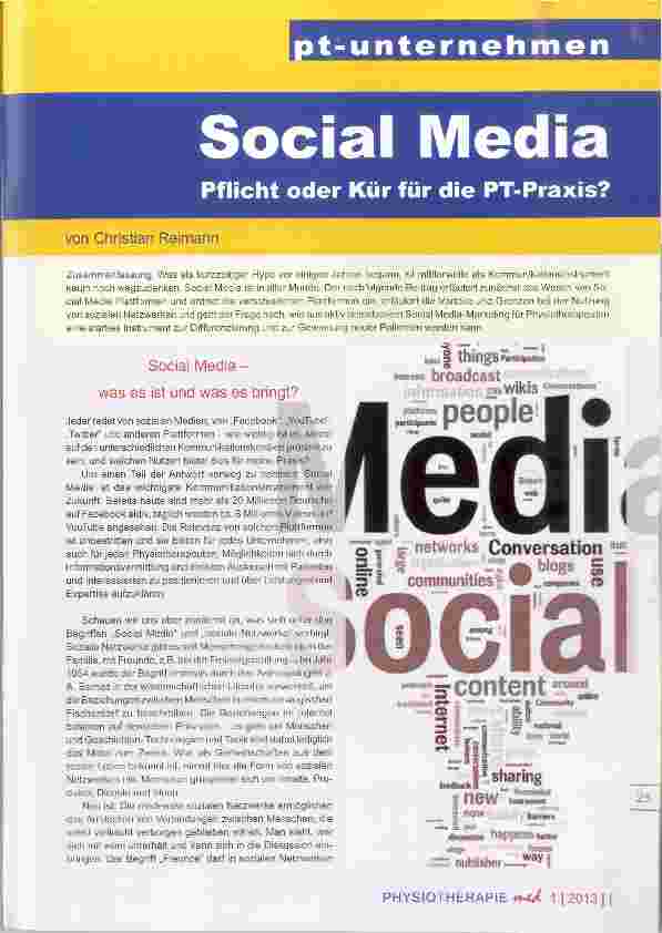 Vorschauseite 1: Social Media Pflicht oder Kür für die PT-Praxis?