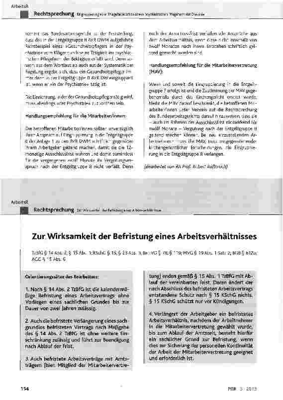 Vorschauseite 1: Zur Wirksamkeit der Befristung eines Arbeitsverhältnisses TzBfG§ 14Abs. 2, § 15Abs. 1; KSchG§ 15, § 23 Abs. 3, BetrVG § 78, § 119; MVG§ 19Abs. 1 Satz 2; BGB§ 612a; AGG§ 15 Abs. 6
