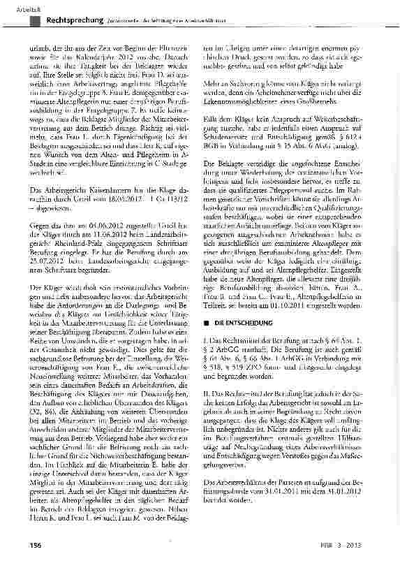 Vorschauseite 3: Zur Wirksamkeit der Befristung eines Arbeitsverhältnisses TzBfG§ 14Abs. 2, § 15Abs. 1; KSchG§ 15, § 23 Abs. 3, BetrVG § 78, § 119; MVG§ 19Abs. 1 Satz 2; BGB§ 612a; AGG§ 15 Abs. 6