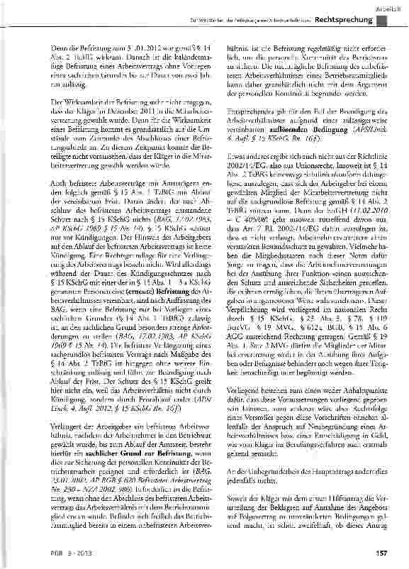 Vorschauseite 4: Zur Wirksamkeit der Befristung eines Arbeitsverhältnisses TzBfG§ 14Abs. 2, § 15Abs. 1; KSchG§ 15, § 23 Abs. 3, BetrVG § 78, § 119; MVG§ 19Abs. 1 Satz 2; BGB§ 612a; AGG§ 15 Abs. 6