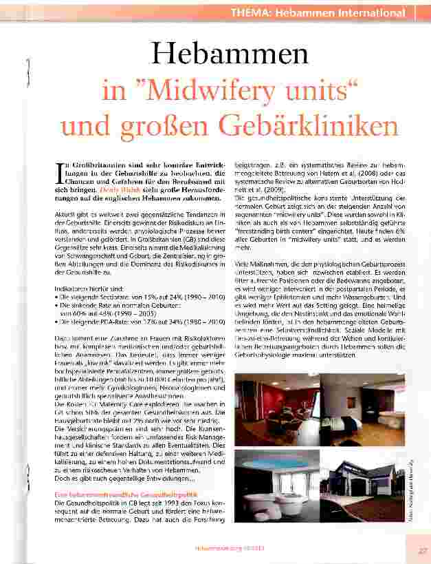 Vorschauseite 1: Hebammen in Midwifery units und großen Gebärkliniken