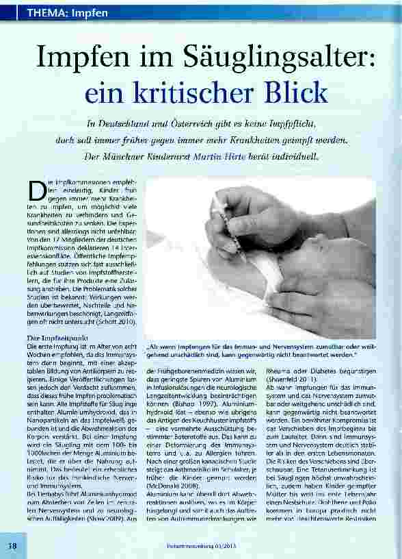 Vorschauseite 1: Impfen im Säuglingsalter ein kritischer Blick