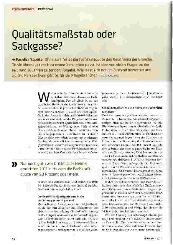 Vorschauseite 1: Qualitätsmaßstab oder Sackgasse?