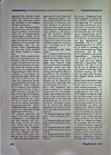 Vorschauseite 2: Zur Berechnung des Leistungsbudgets beim Verzicht auf eine Vergütungsvereinbarung.