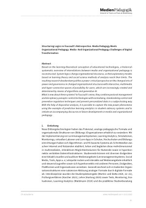 Vorschauseite 2: Strukturierungslogiken in der foucaultschen Retrospektive. Medienpädagogik trifft Organisationspädagogik