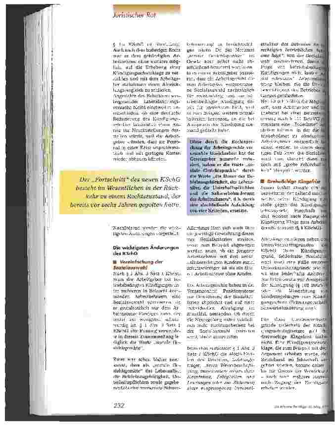 Vorschauseite 2: Neuregelungen beim Kündigungsschutz