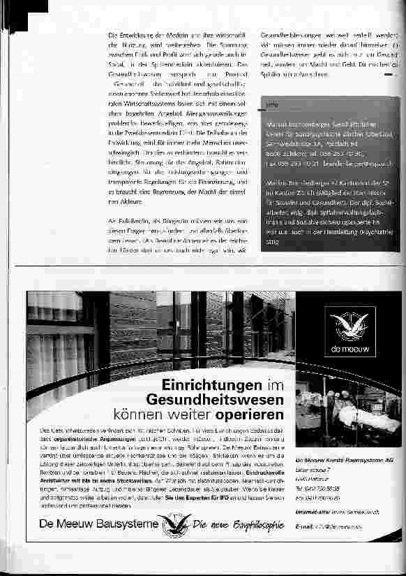 Vorschauseite 3: Verkommen die Spitäler zu Gesundheitsfabriken?