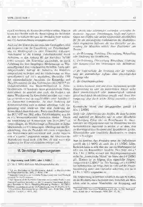 Vorschauseite 3: Zahnbleichmittel - Medizinprodukte oder Kosmetika?Aufsätze/Berichte/Stellungnahmen