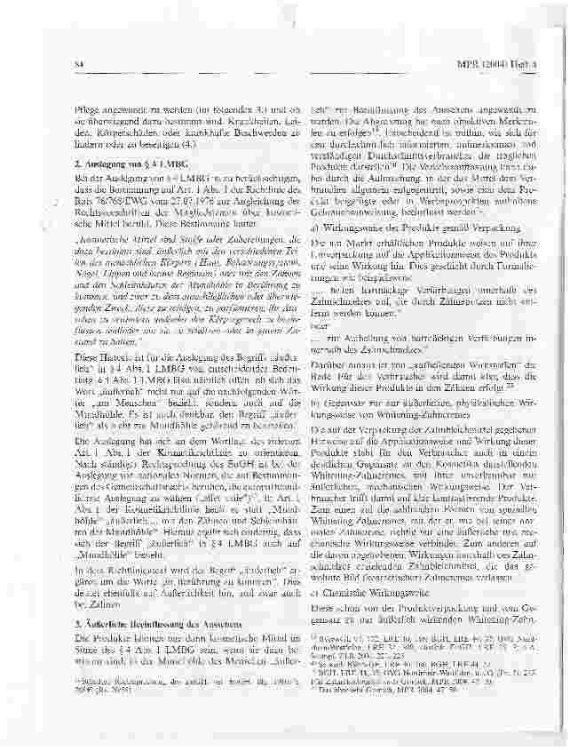 Vorschauseite 4: Zahnbleichmittel - Medizinprodukte oder Kosmetika?Aufsätze/Berichte/Stellungnahmen