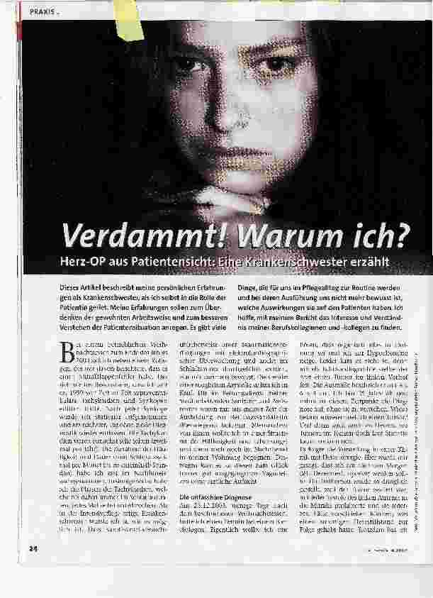 Vorschauseite 1: Verdammt! Warum ich?Herz-OP aus Patientensicht: Eine Krankenschwester erzählt