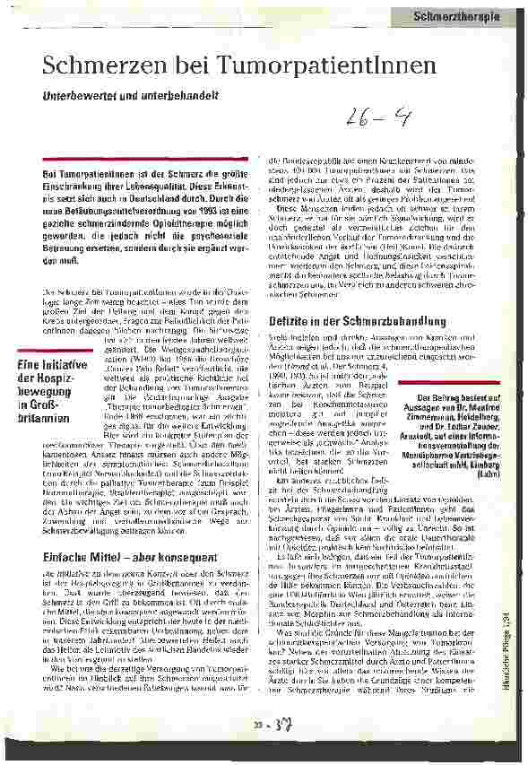 Vorschauseite 1: Schmerzen bei Tumorpatientinnen Unterbewertet und unterbehandelt