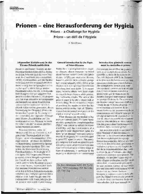 Vorschauseite 1: Prionen - eine Herausforderung der Hygieia