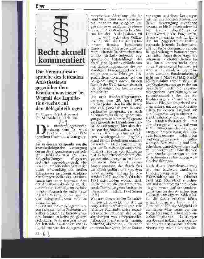 Vorschauseite 1: Die Vergütungsangsprüche des leitenden Anästhesisten gegenüber dem Krankenhausträger bei Wegfall des Liquidationsrechts