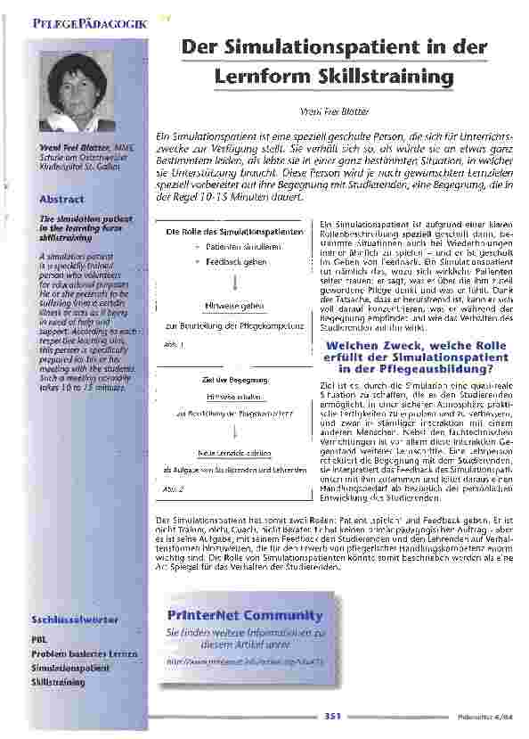 Vorschauseite 1: Der Simulationspatient in der Lernform