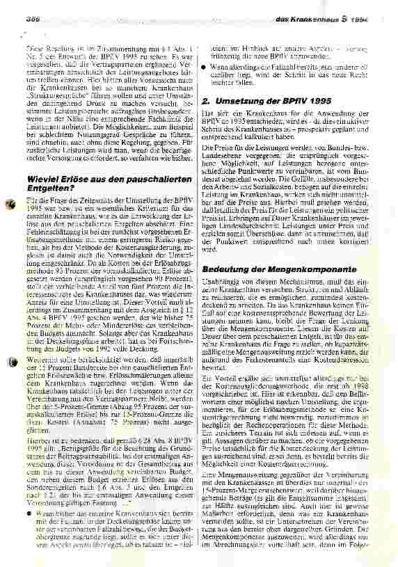 Vorschauseite 2: Umsetzung der Bundespflegesatzverordnung 1995