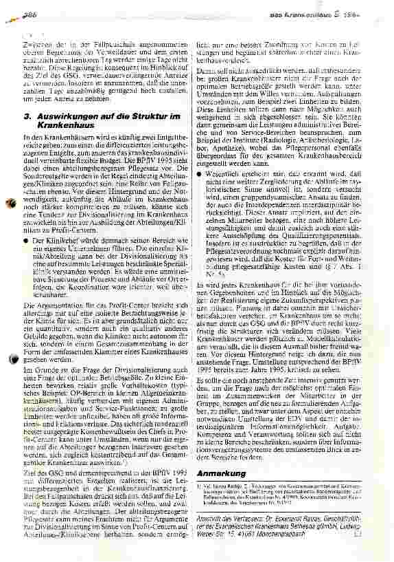 Vorschauseite 4: Umsetzung der Bundespflegesatzverordnung 1995