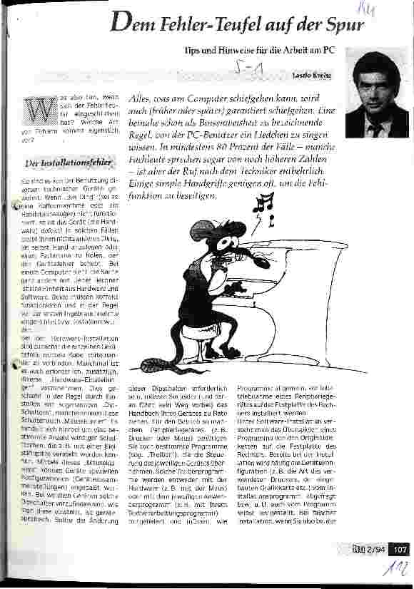 Vorschauseite 1: Dem Fehler-Teufel auf der Spur Tips und Hinweise für die Arbeit am PC
