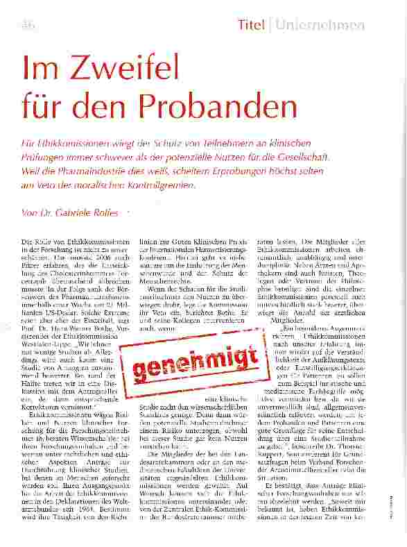 Vorschauseite 1: Im Zweifel für den Probanden