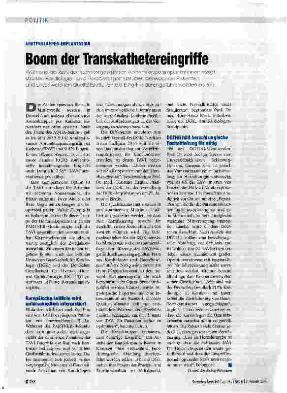 Vorschauseite 1: Boom der Iranskathetereingriffe