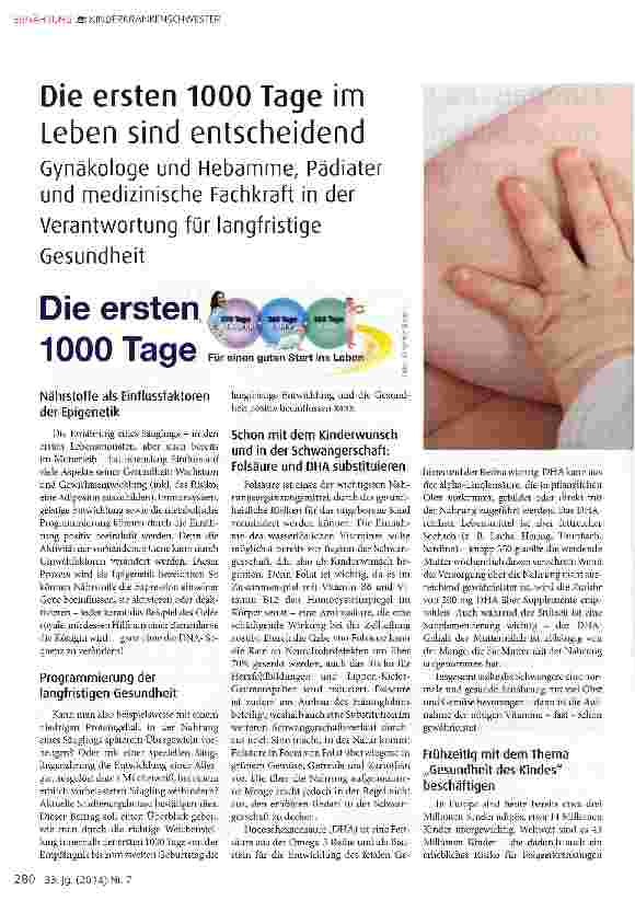 Vorschauseite 1: Die ersten 1000 Tage im Leben sind entscheidend