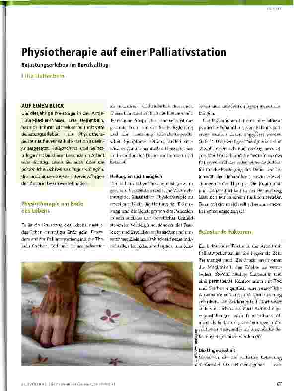 Vorschauseite 1: Physiotherapie auf einer Palliativstation