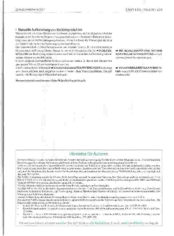 Vorschauseite 3: Empfehlung des Fachausschusses Qualität (88) Wasser zum Aufbereiten von Medizinprodukten (Teil 2)
