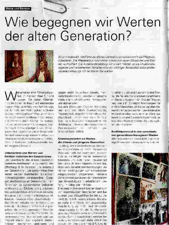 Vorschauseite 1: Wie begegnen wir Werten der alten Generation?