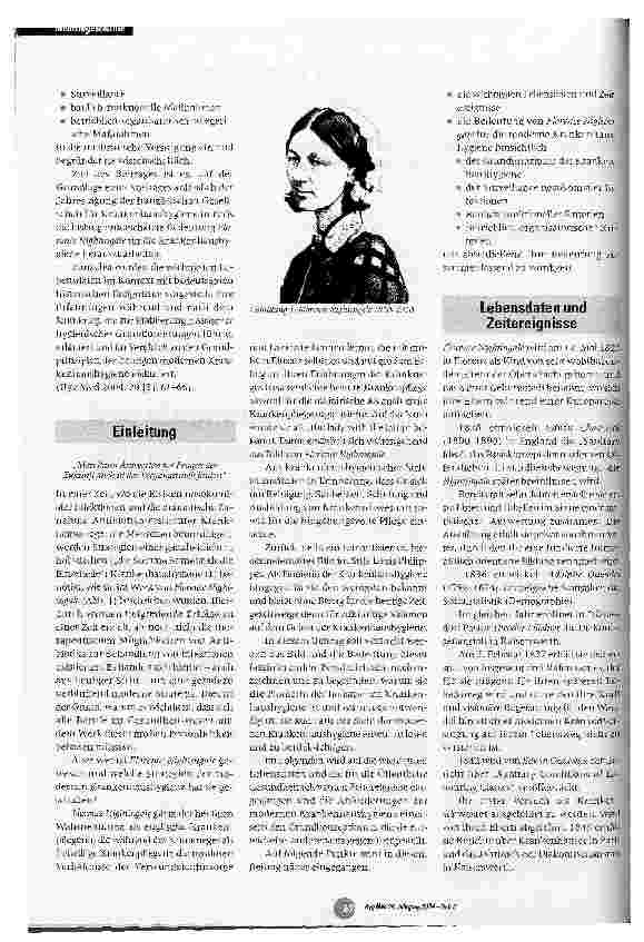 Vorschauseite 2: Zur Wiederentdeckung von Hygiene und Öffentlicher Gesundheit Florence Nightingale und die Krankenhaushygiene, Teil 1: Lebensdaten und Zeitereignisse