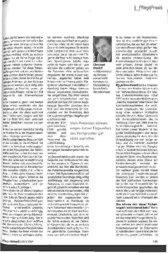 Vorschauseite 2: Patientenvertrauensperson in Krankenhäusern