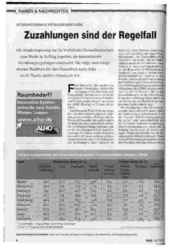 Vorschauseite 1: Zuzahlungen sind der RegelfallINTERNATIONALE VERGLEICHSSTUDIE