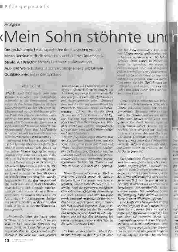 Vorschauseite 1: Mein Sohn stöhnte und heulte vor Schmerz Analgesie