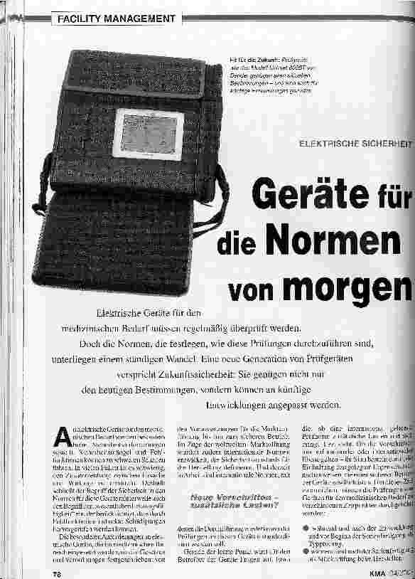 Vorschauseite 1: Elektrische Sicherheit: Geräte für die Normen von morgen