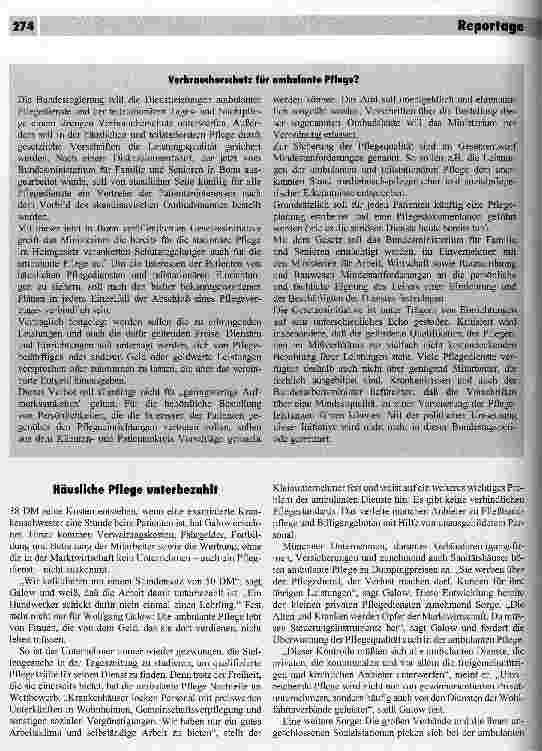 Vorschauseite 6: Häusliche Pflege: Der freie Markt belastet die Schwachen Die Flucht aus den Institutionen treibt viele Pflegende in die ambulanten Dienste.