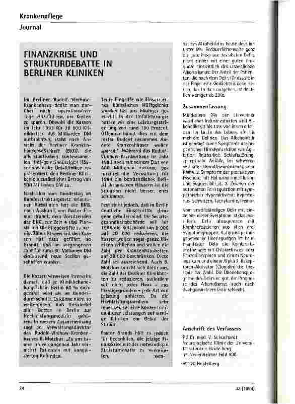 Vorschauseite 5: Die Behandlung des Alkoholdelirs