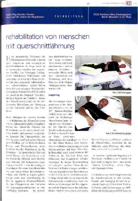 Vorschauseite 1: Rehabilitation von Menschen mit Querschnittlähmung