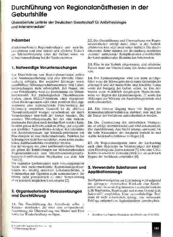 Vorschauseite 1: Durchführung von Regionalanästhesien in der Geburtshilfe