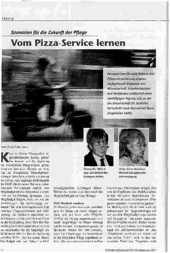 Vorschauseite 1: Vom Pizza-Service lernen. Szenarien für die Zukunft der Pflege