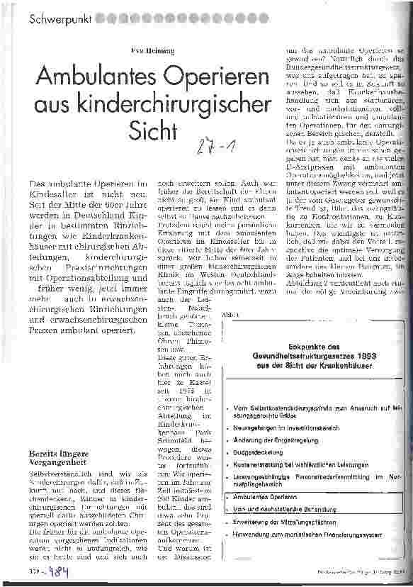 Vorschauseite 1: Ambulantes Operieren aus kinderchirurgischer Sicht