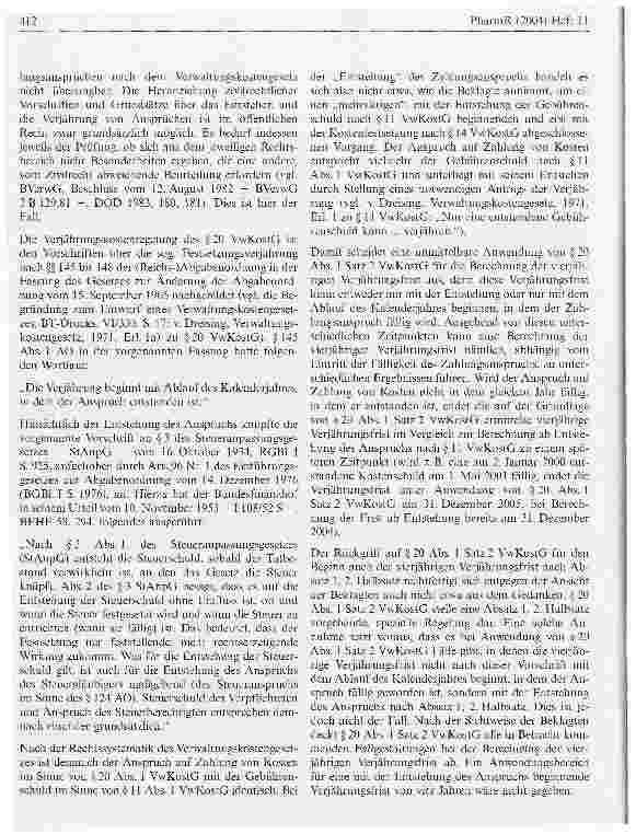 Vorschauseite 6: Verjährung von Gebührenansprüchen im Nachzulassungsverfahren