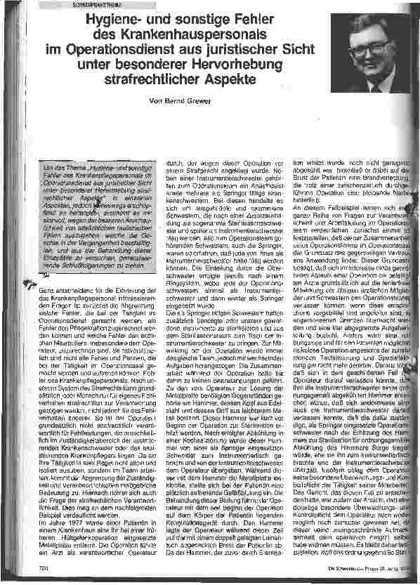 Vorschauseite 1: Hygiene und sonstige Fehler des Krankenhauspersonals im Operationsdienst aus juristischer Sicht unter besonderer Hervorhebung straf. ..