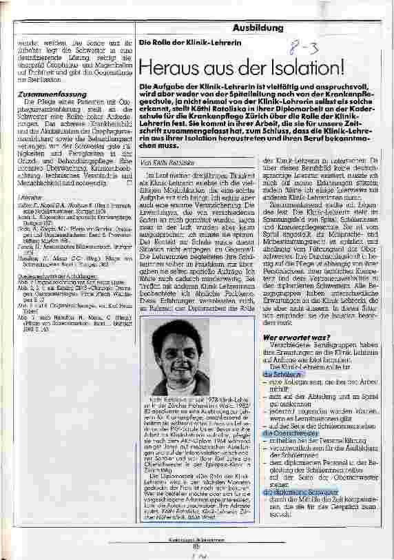 Vorschauseite 1: Heraus aus der Isolation! Die Rolle der Klinik-Lehrerin