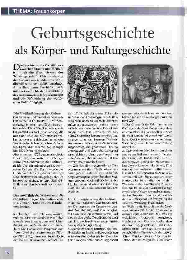 Vorschauseite 1: Geburtsgeschichte als Körperund Kulturgeschichte