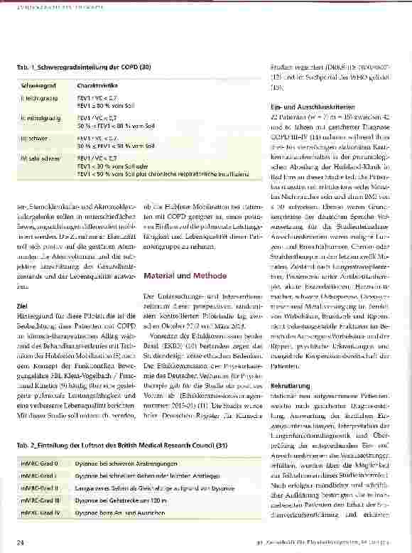 Vorschauseite 3: Die Auswirkung der Hubfreien Mobilisation auf die pulmonale Leistungsfähigkeit und Lebensqualität bei Patienten mit COPD Grad III—IV