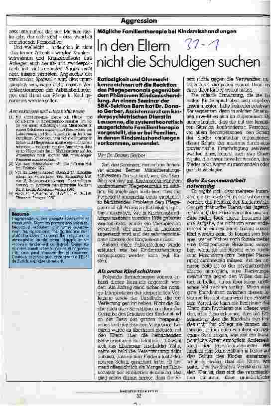 Vorschauseite 1: In den Eltern nicht die Schuldigen suchen Mögliche Familientherapie bei Kindsmißhandlungen