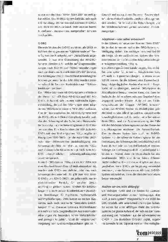 Vorschauseite 3: Ein DRG-System für die Schweiz - Gedanken zur Modellwahl