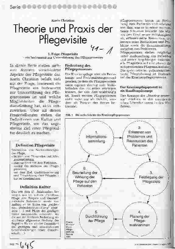 Vorschauseite 1: Theorie und Praxis der Pflegevisite 2. Folge: P - ein Instrument zur Unterstützung des Pflegeprozesses